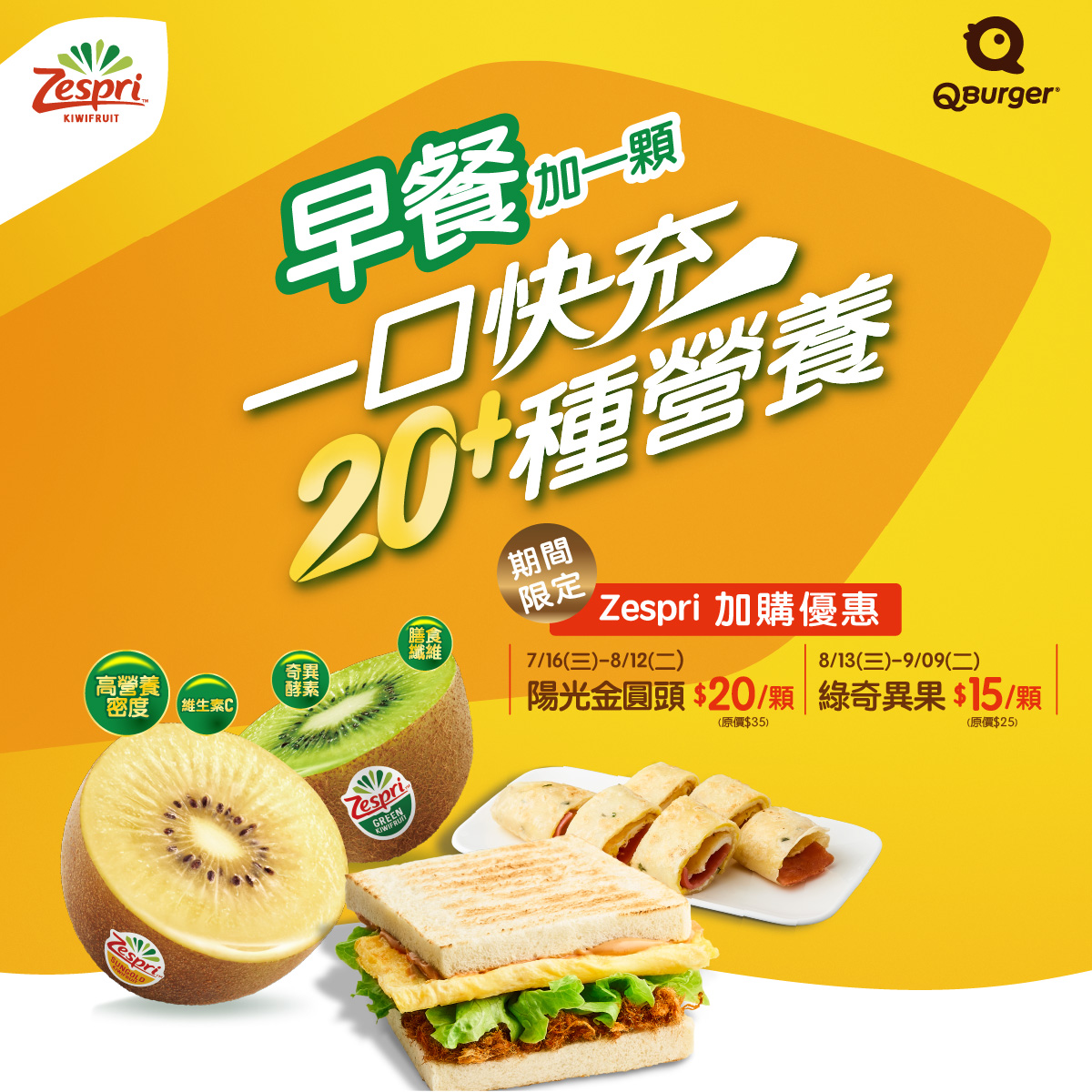早餐加一顆 Zespri，一口快充超過 20 種營養！